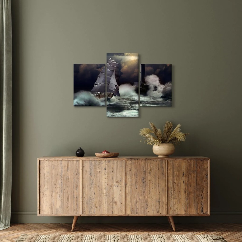 Obraz - Loď plávajúca cez búrlivé vlny (90x60 cm)