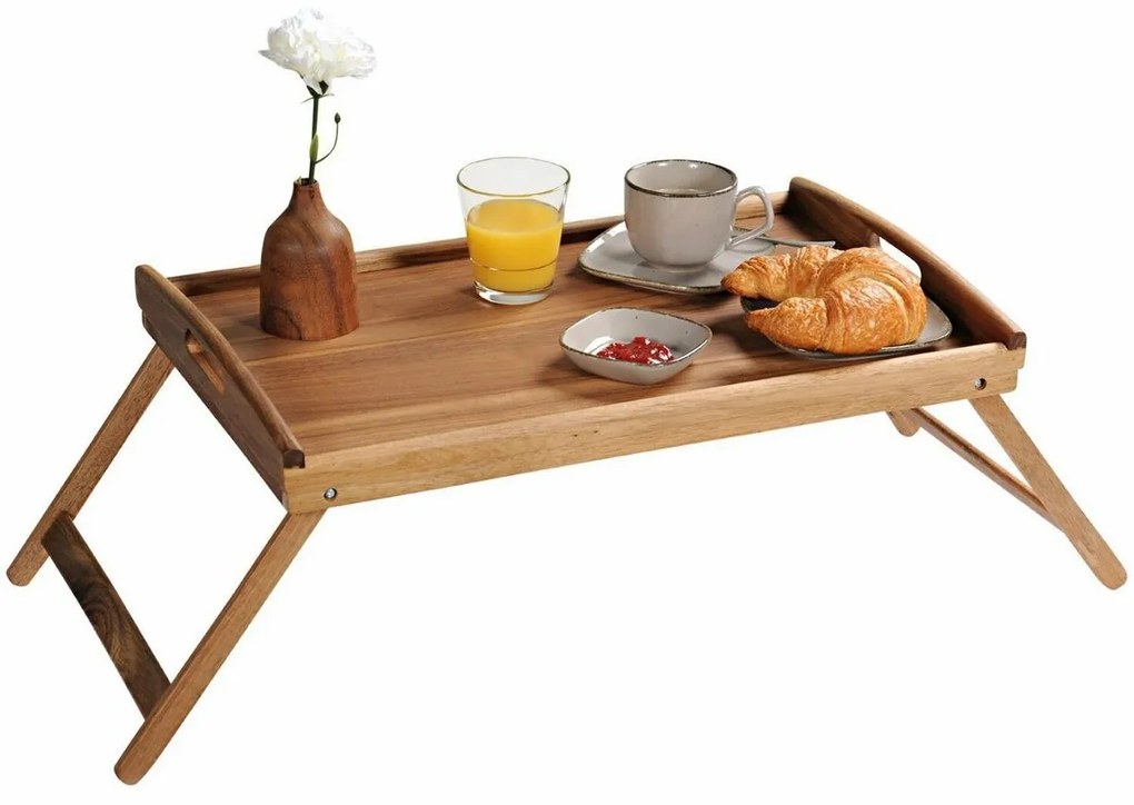 Kesper 28020 Servírovacia tácka so skladacími nohami akácie, 55 x 35 cm
