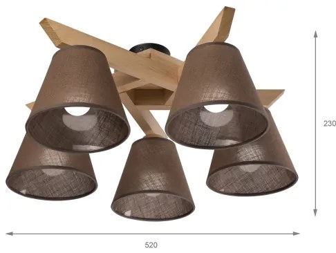 Brilagi - LED  Prisadený luster ANTHONY 5xE14/40W/230V dub/hnedá