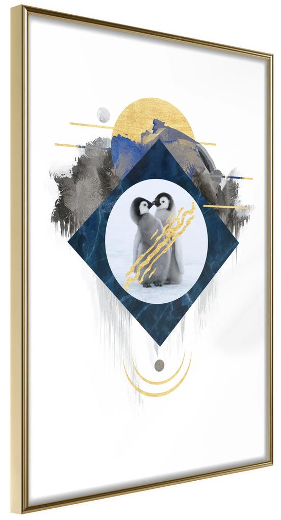 Artgeist Plagát - Penguin Couple [Poster] Veľkosť: 20x30, Verzia: Zlatý rám