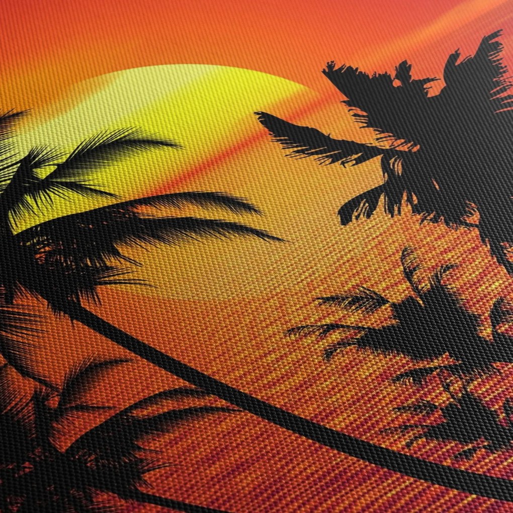 Obraz siluety ostrova s palmami (90x60 cm)