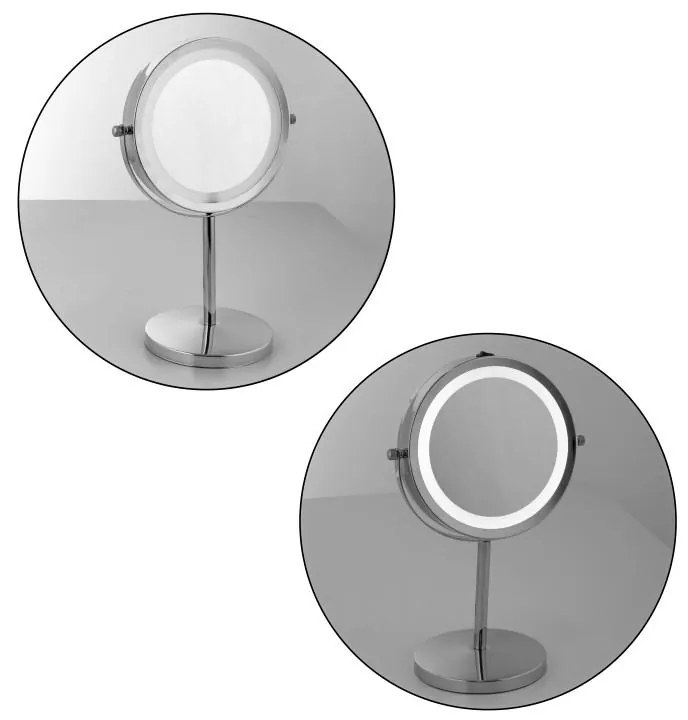 Erga Kimi, zväčšovacie kozmetické zrkadlo s LED podsvietením 210x320 mm, chrómová, ERG-YKA-CH.KIMI