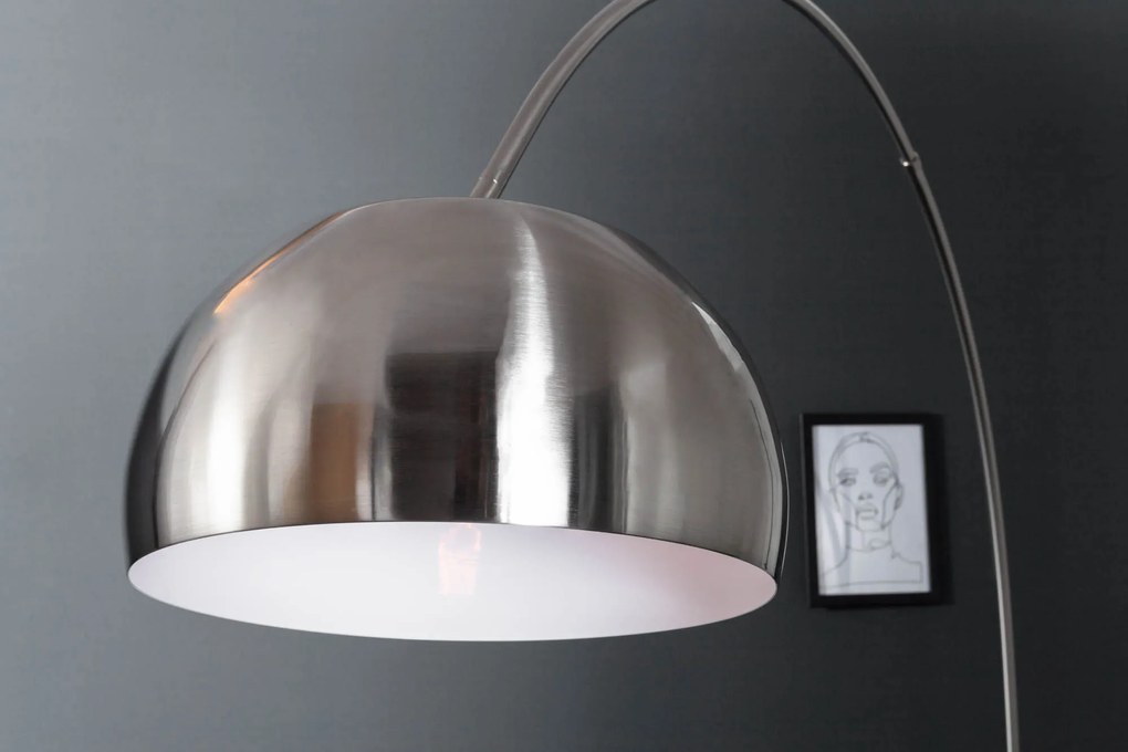 Dizajnová stojanová lampa Arch II chróm matná