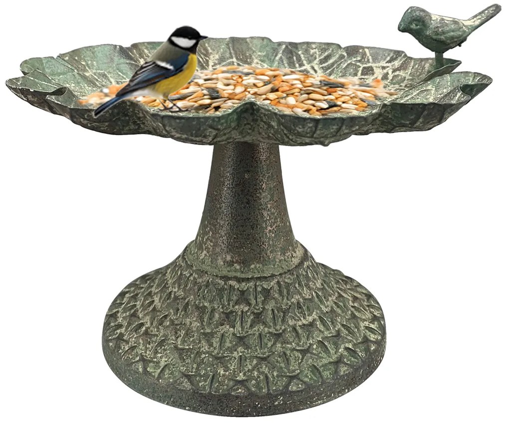 Napájadlo pre vtáky na nohe Lillian, 13x17 cm, kov, zelená