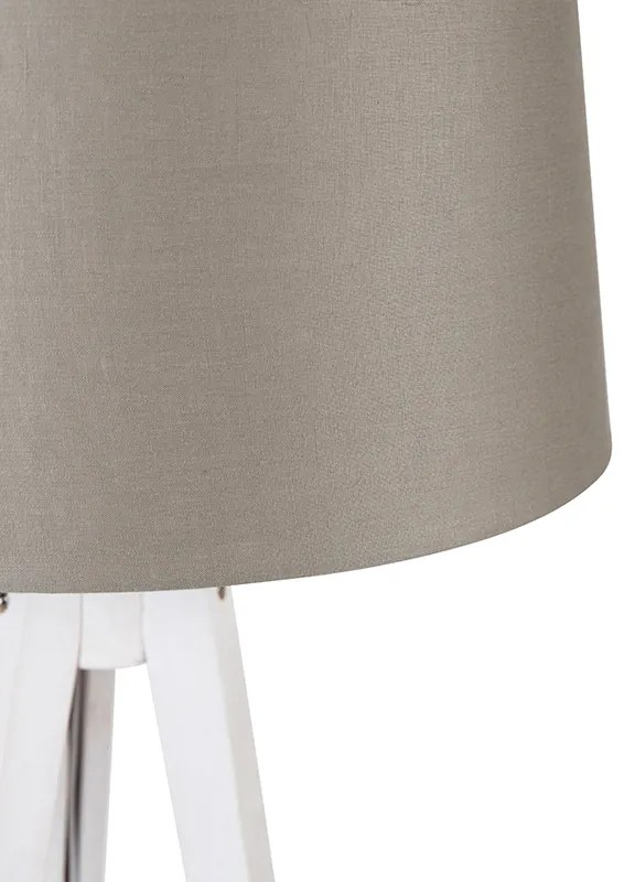 Moderný trojnohý stojan biely s tienidlom z ľanu taupe 45 cm - Tripod Classic