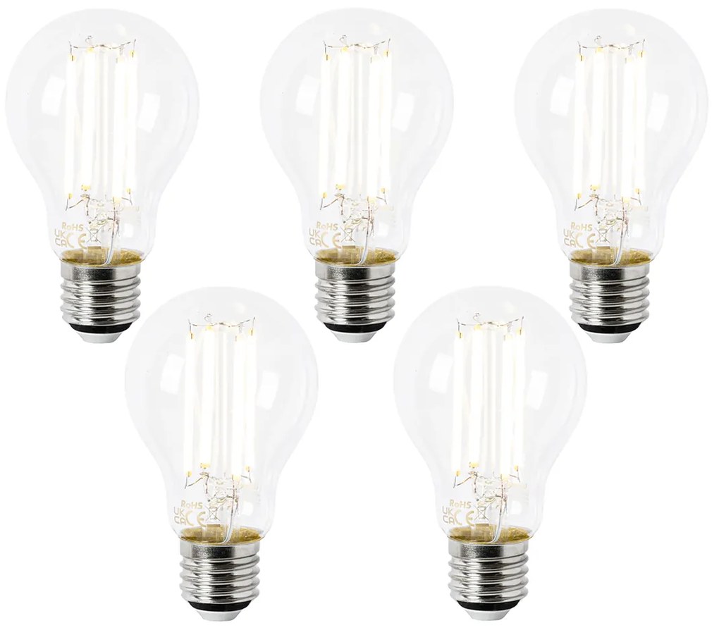 Sada 5 LED žiaroviek E27 A60 číra 2,2W 470 lm 2700K