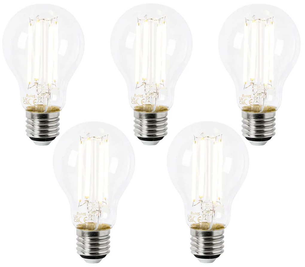Sada 5 LED žiaroviek E27 A60 číre 2,2 W 470 lm 2700 K