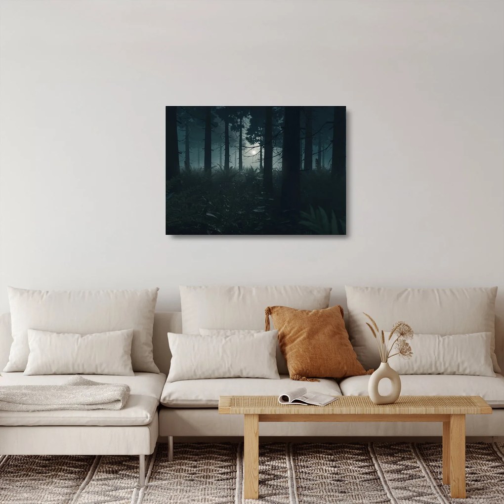 Sklenený obraz - Paprade v mesačnom svite (70x50 cm)