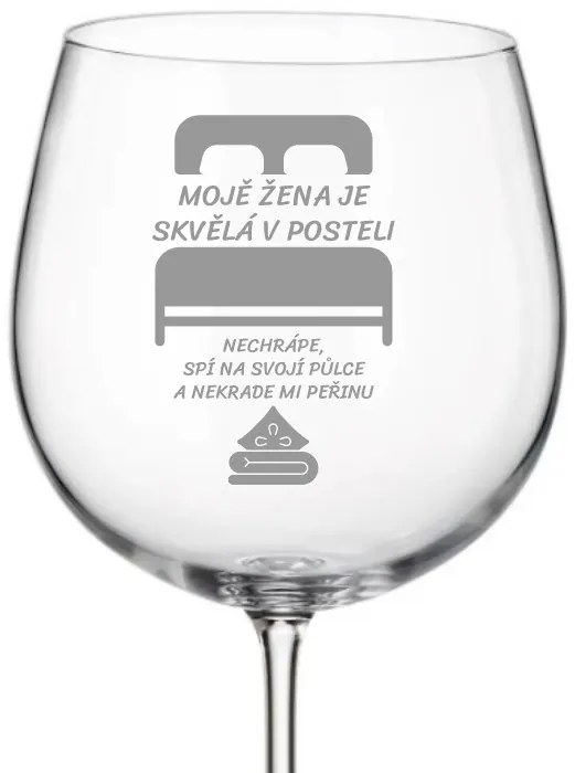 Dekorant Pohárik na víno pre manželku SKVELÁ V POSTELI
