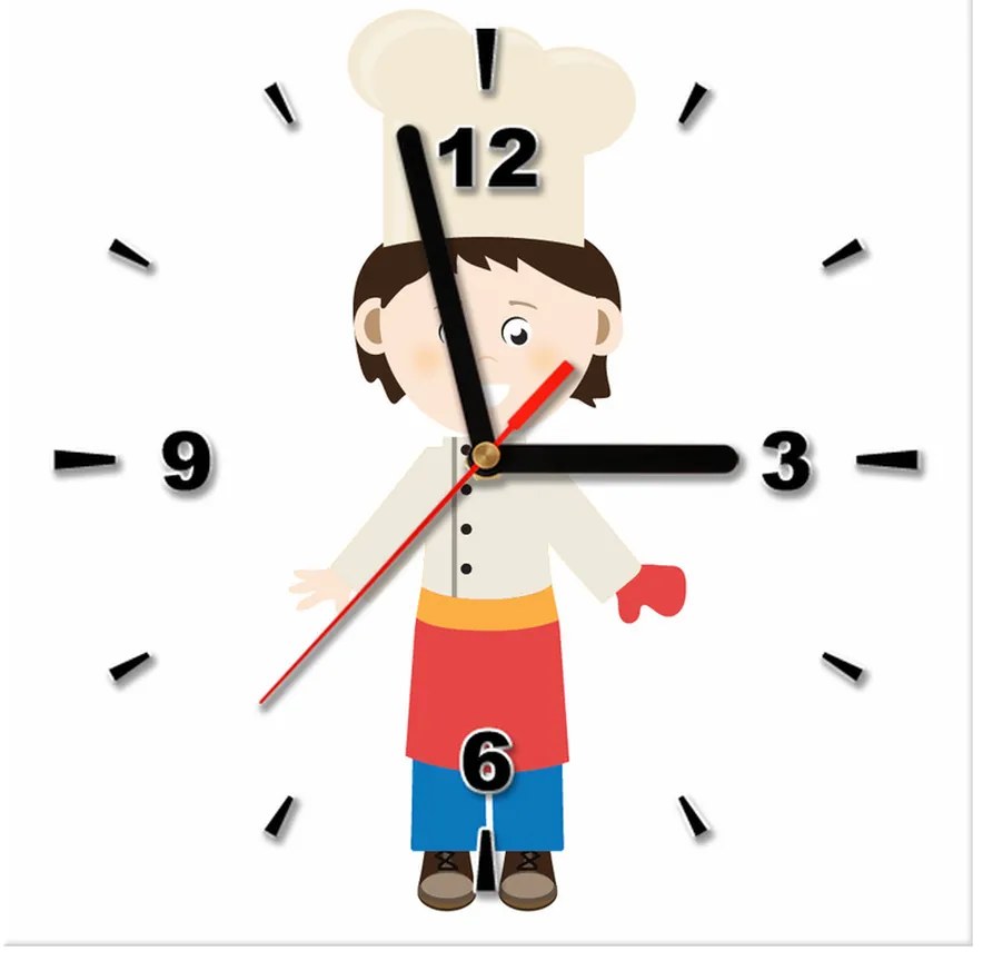 Gario Obraz s hodinami Malý kuchár Rozmery: 30 x 30 cm