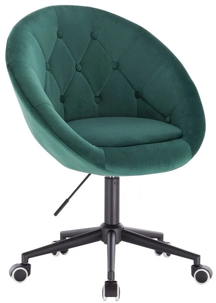 LuxuryForm DESIGN Kreslo VERA VELUR na čiernej podstave s kolieskami - zelené