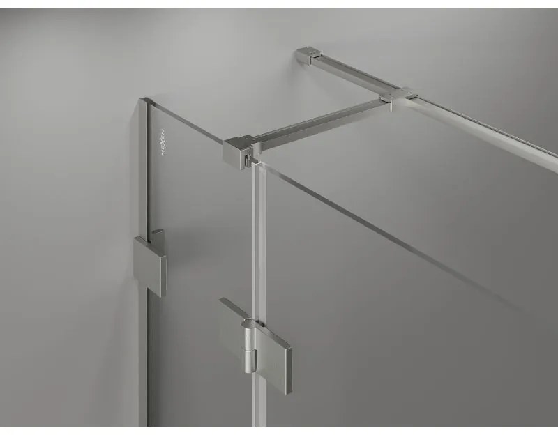 Mexen Lunar T, sklopný pravý sprchový kút 140 x 70 cm, 8mm číre sklo, oceľový profil, 834T-140-070-97-00-P