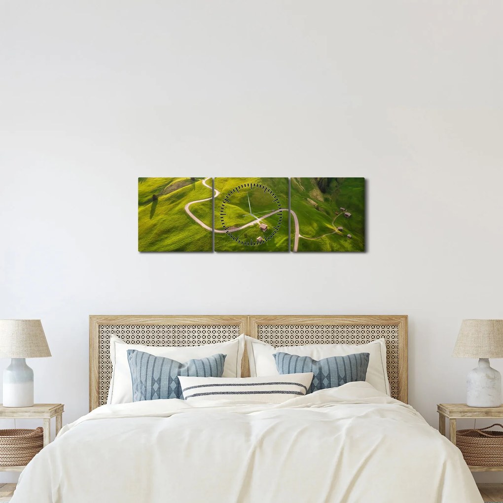 Obraz - Náhorná lúka (s hodinami) (90x30 cm)