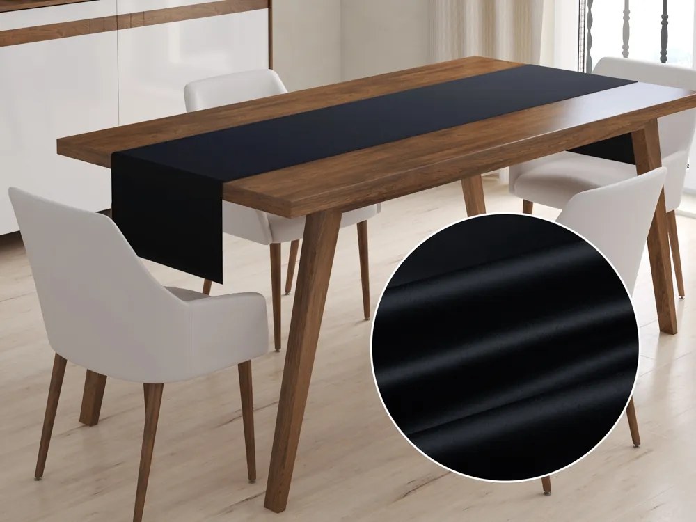 Biante Saténový behúň na stôl polyesterový Satén LUX-026 Čierny 20x120 cm