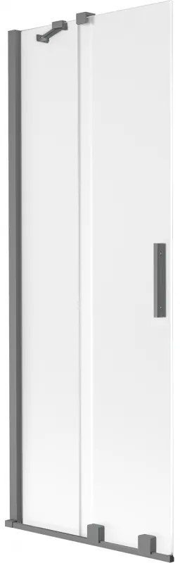 Mexen Velar, 2-krídlová posuvná vaňová zástena 70 x 150 cm, 8mm sklo námraza, brúsený grafit, 896-070-000-31-95