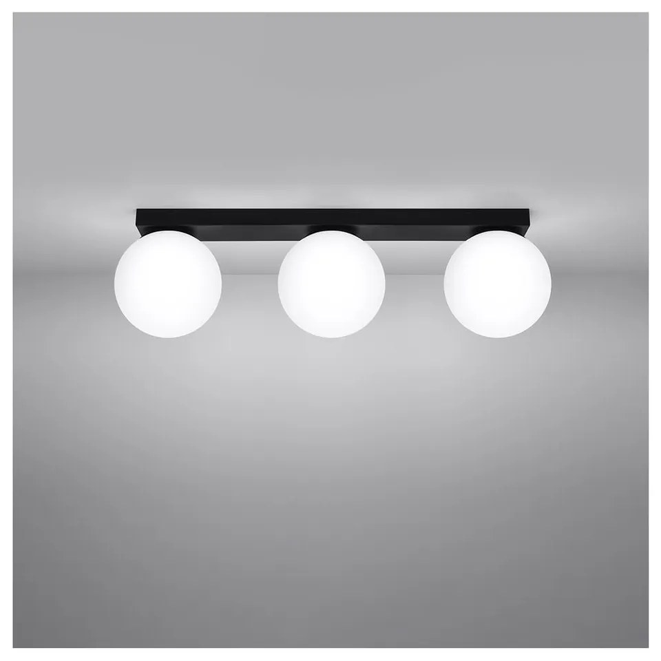 Čierne stropné svietidlo so skleneným tienidlom ø 12 cm Umerta – Sollux