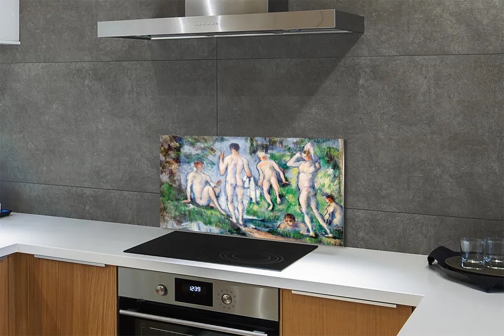 Sklenený obklad do kuchyne art nahota 125x50 cm
