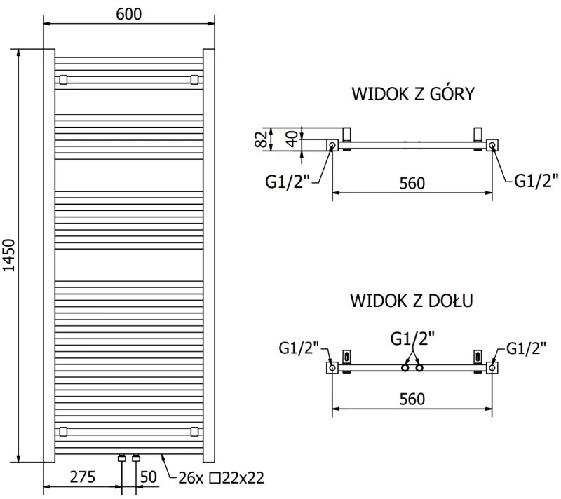 Mexen Pluton vykurovacie teleso 1450 x 600 mm, 826 W, biela, W106-1450-600-00-20