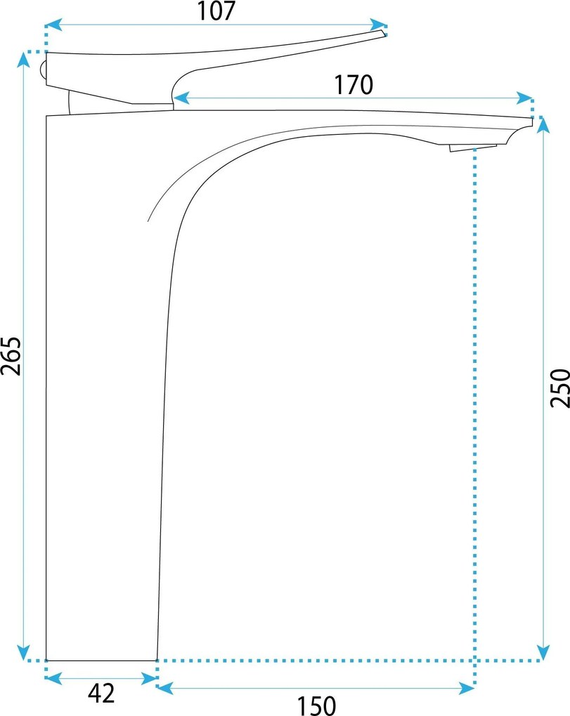 Rea Vision Premium, vysoká umývadlová batéria h-265, chrómová, REA-B6344
