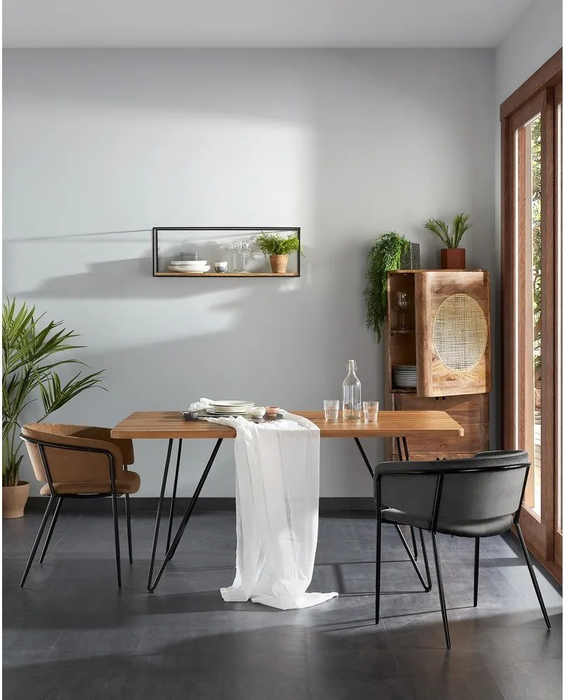 Čierna/v prírodnej farbe polica z jedlového dreva 90 cm Elisha – Kave Home