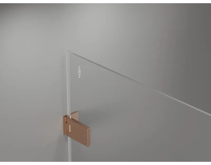 Mexen Lunar-F Duo, skladací sprchový kút 90 x 70 cm, 8mm číre sklo, profil medená matná, 836-090L-070P-65-00
