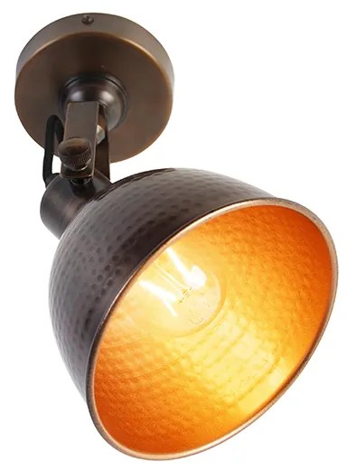 Priemyselná nástenná lampa bronzová s nastaviteľnou meďou - Liko