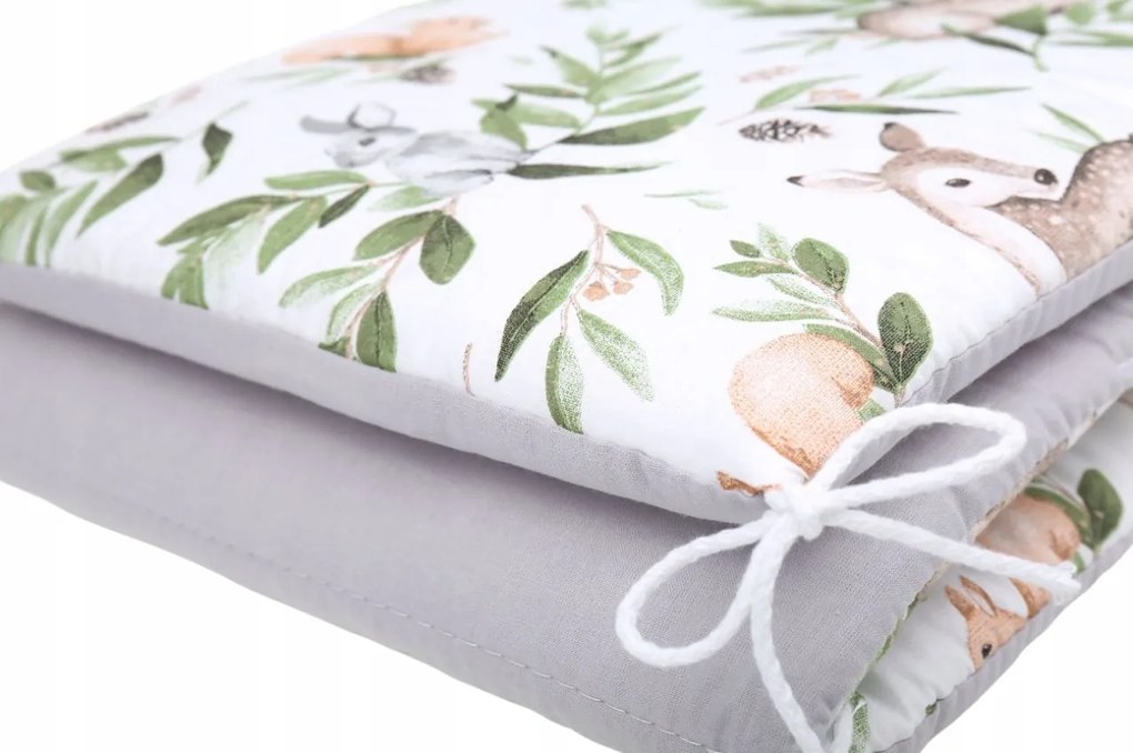 Ochranný mantinel do postieľky 180x30 cm BABYMAM PREMIUM - Zelená paseka/sivá