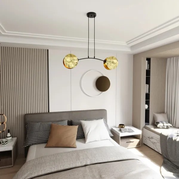 Luster na lanku MOTIF 2xE14/10W/230V zlatá