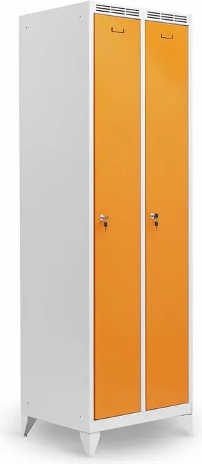 Kovová šatníková skriňa Trestles SS2M 1800x600x500 mm, 2 oddiely, žlté dvere Podnož: sokel, Zámok: otočný