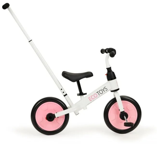 EcoToys Detské odrážadlo 3v1 - bielo-ružové, YM-BB-12 PINK