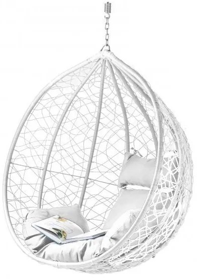 AKCIA Biele závesné kreslo KOKON bez stojanu II. akosť