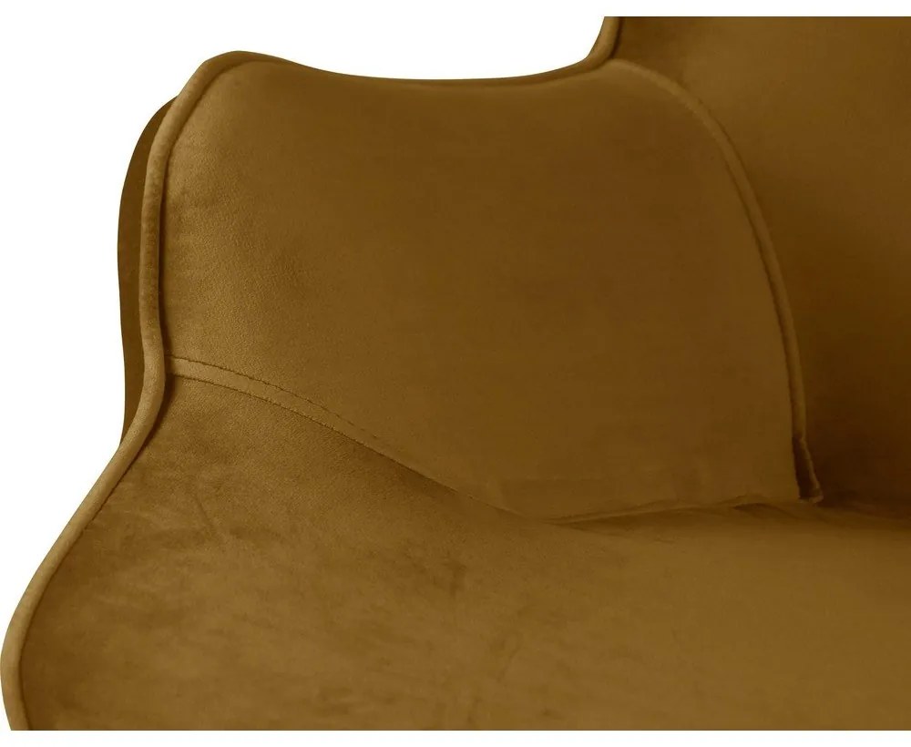 Zamatové kreslo v horčicovej farbe Niko – Ropez