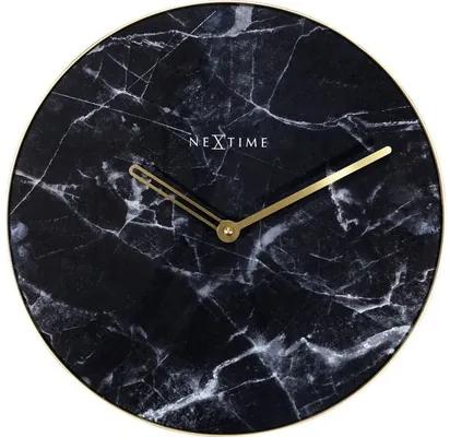 Nástenné hodiny NeXtime Marble tmavé Ø 40 cm