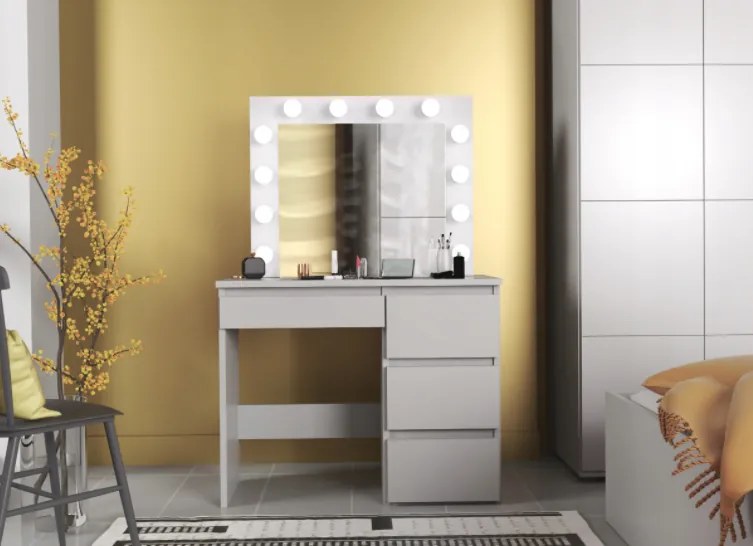 Bestent Toaletný stolík s LED zrkadlom Cleopatra White