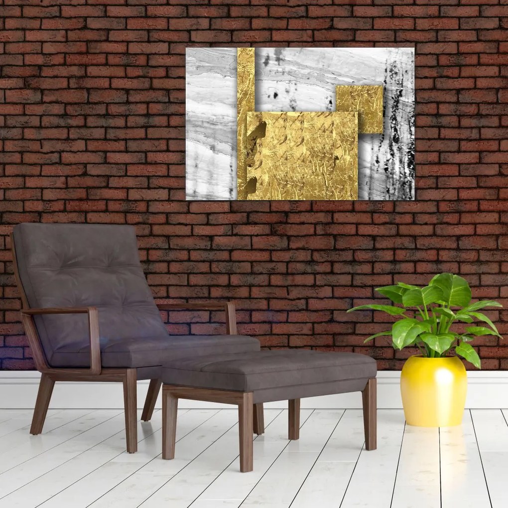 Obraz - Zlaté štvorce N⁰1 (90x60 cm)