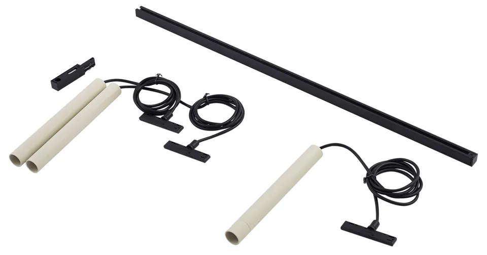 Moderný koľajnicový systém s 3 závesnými svetlami béžovými s čiernou 1-fázový - Slimline Keno