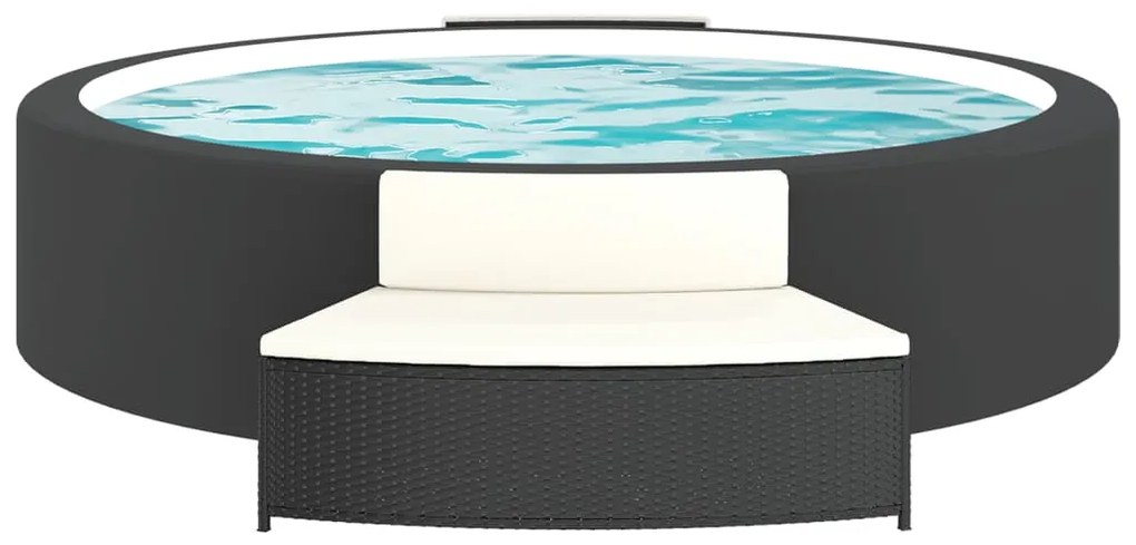 Záhradné taburetky s podložkami 2 ks čierne polyratan