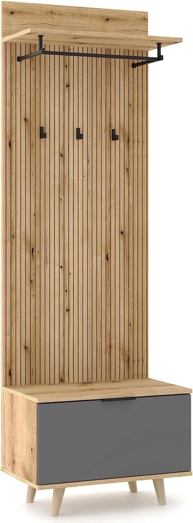 Předsíňová stěna Nordic 65 cm dub Evoke/grafit