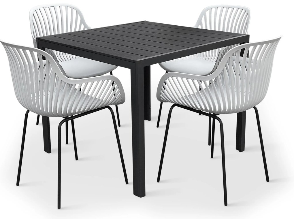 Noela Záhradný jedálenský set Viking M + 4x kreslo GABY sivá