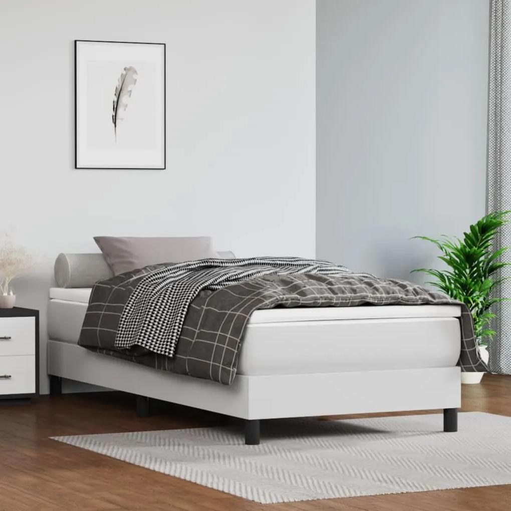 Boxspring posteľ s matracom biela 90x190 cm umelá koža 3144232