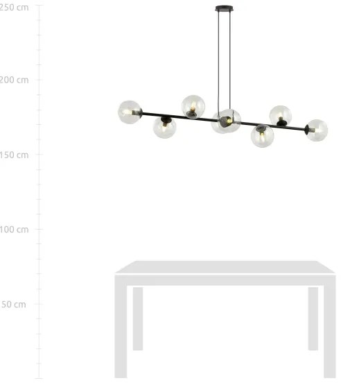 Luster na lanku ROSSI 8xE14/10W/230V čierna/číra