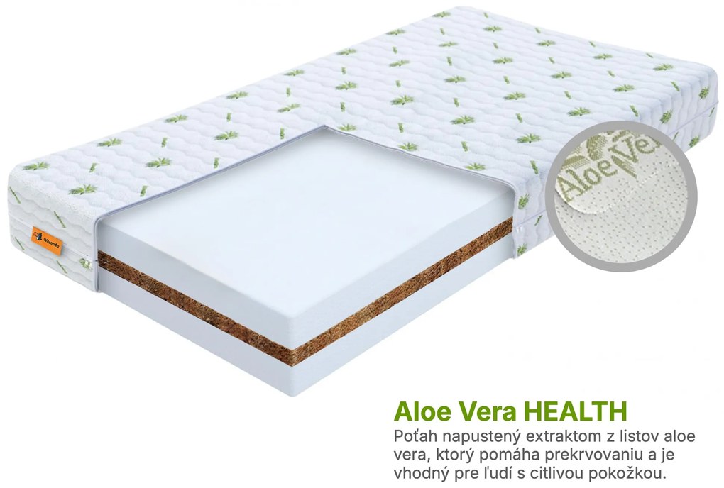 Wilsondo Detský antialergický matrac Kokos Plus 120x60 - poťah Aloe Vera