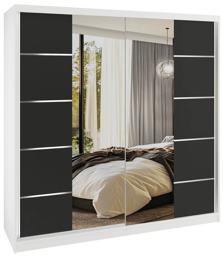 Šatníková skriňa SERENITY 200 cm čierny mat ME SERENITY SZP5/0/W/B/0/HIAL