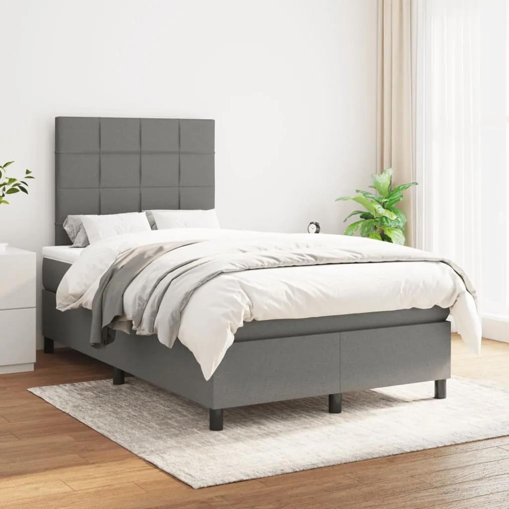Boxspring posteľ s matracom tmavosivý 120x200 cm látka 3141762