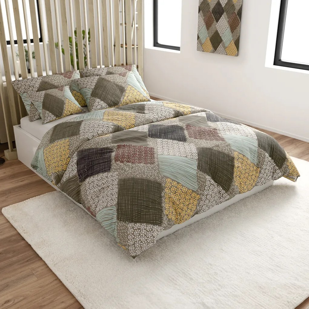Obliečky z mikrovlákna PATCH ELEGANCE hnedé Rozmer obliečky: 70 x 80 cm | 140 x 200 cm