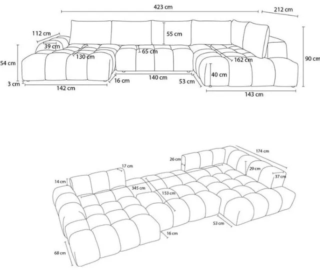 Tmavosivá ženilková rozkladacia/s úložným priestorom rohová pohovka (pravý roh/do tvaru "U") Everest – Bobochic Paris