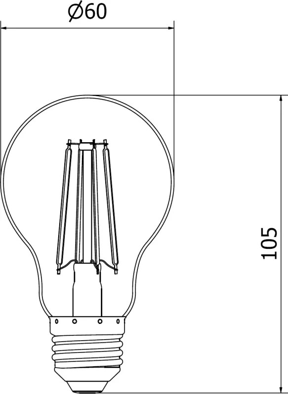 Mexen Vintis, LED filamentová žiarovka E27, A60, 8 W, teplá biela 2200K, číra, L150-E27-0822-00