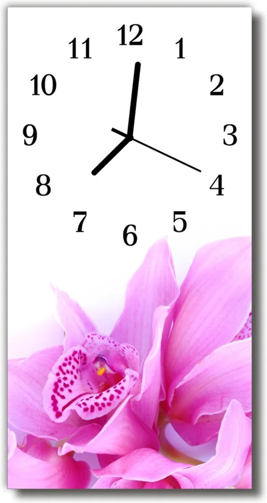 Sklenené hodiny vertikálne  Art Orchid ružová