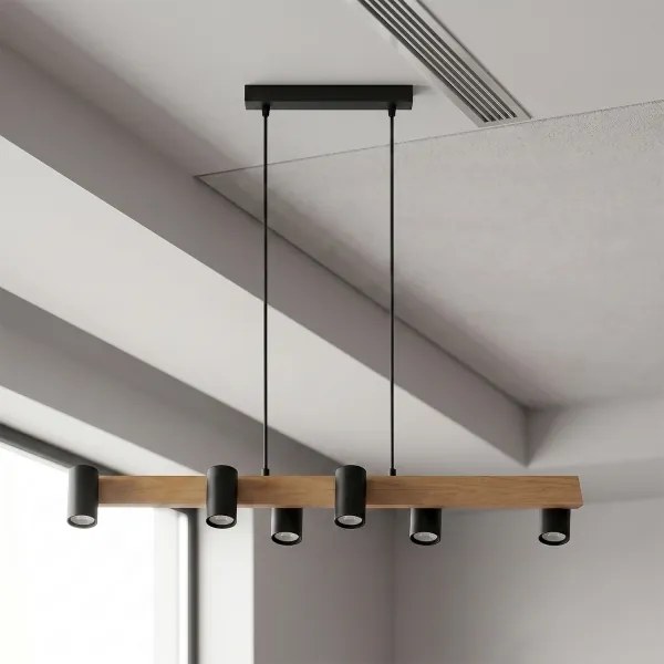 Brilagi - Luster na lanku SELE 6xGU10/30W/230V čierny/dubový dekor