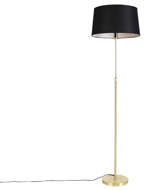 Stojaca lampa zlatá/mosadzná s čiernym ľanovým tienidlom 45 cm - Parte